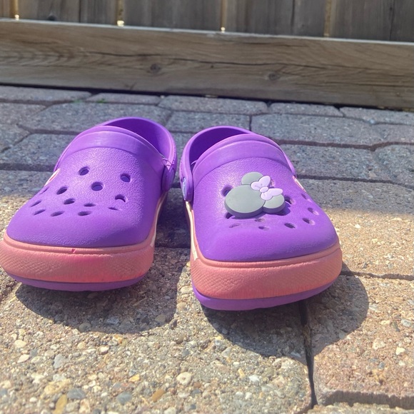 Crocs girls purple and pink clogs slip on. Size 6-7. Used - Picture 8 of 9